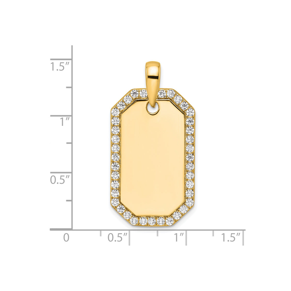 Lab-Grown Diamond Dog Tag Pendant in 14K Yellow Gold, 21mm (1 ct. tw.) - Sophia Jewelers