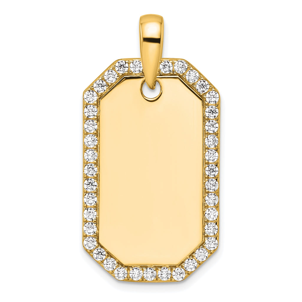 Lab-Grown Diamond Dog Tag Pendant in 14K Yellow Gold, 21mm (1 ct. tw.) - Sophia Jewelers