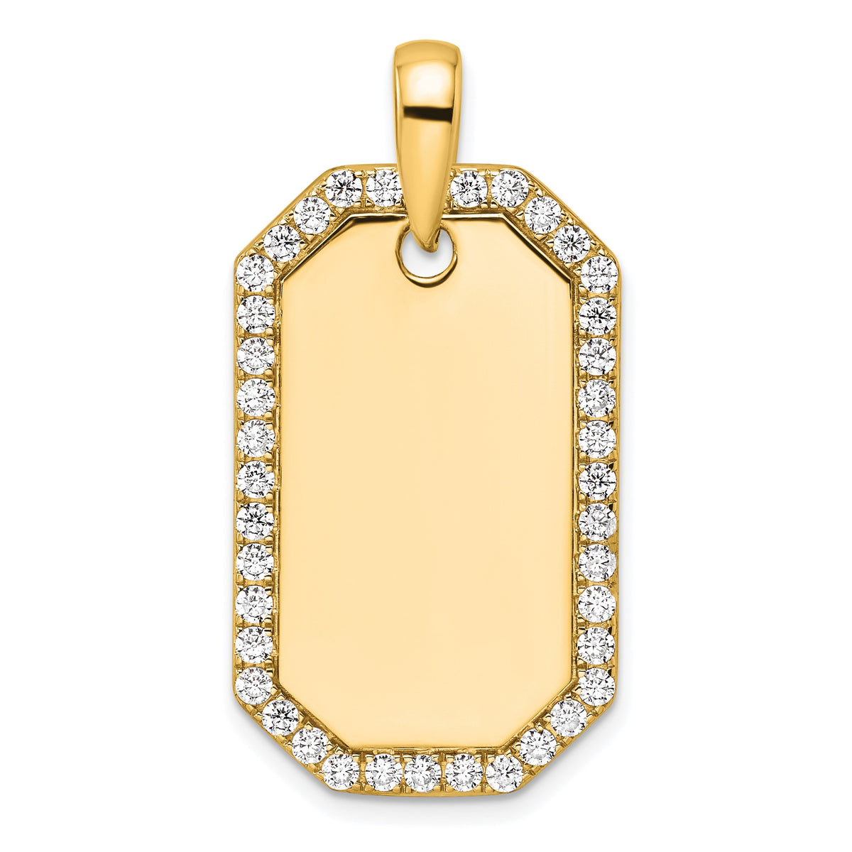 Lab-Grown Diamond Dog Tag Pendant in 14K Yellow Gold, 21mm (1 ct. tw.) - Sophia Jewelers