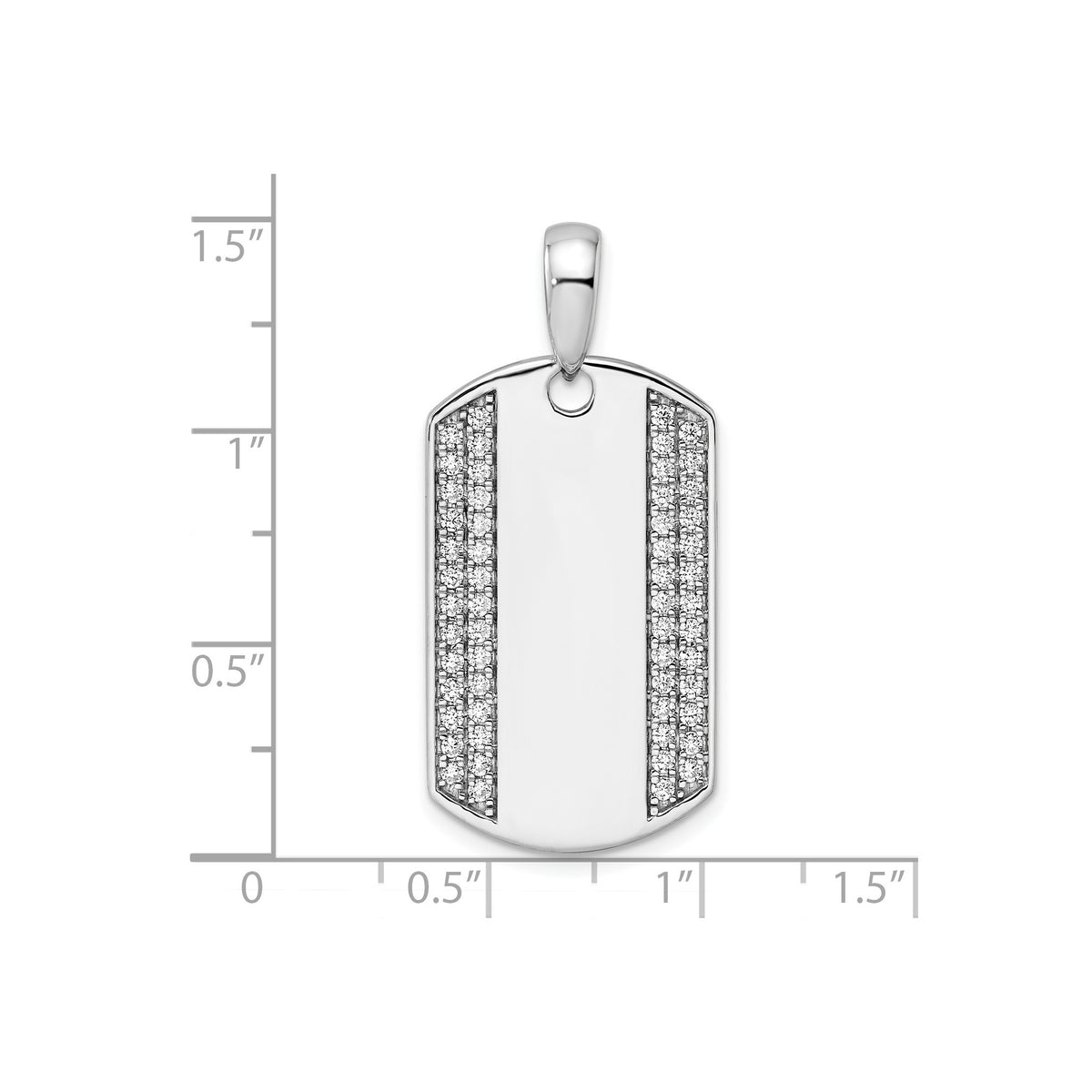 Lab-Grown Diamond Dog Tag Pendant in 14K White Gold, 19mm (3/4 ct. tw.) - Sophia Jewelers