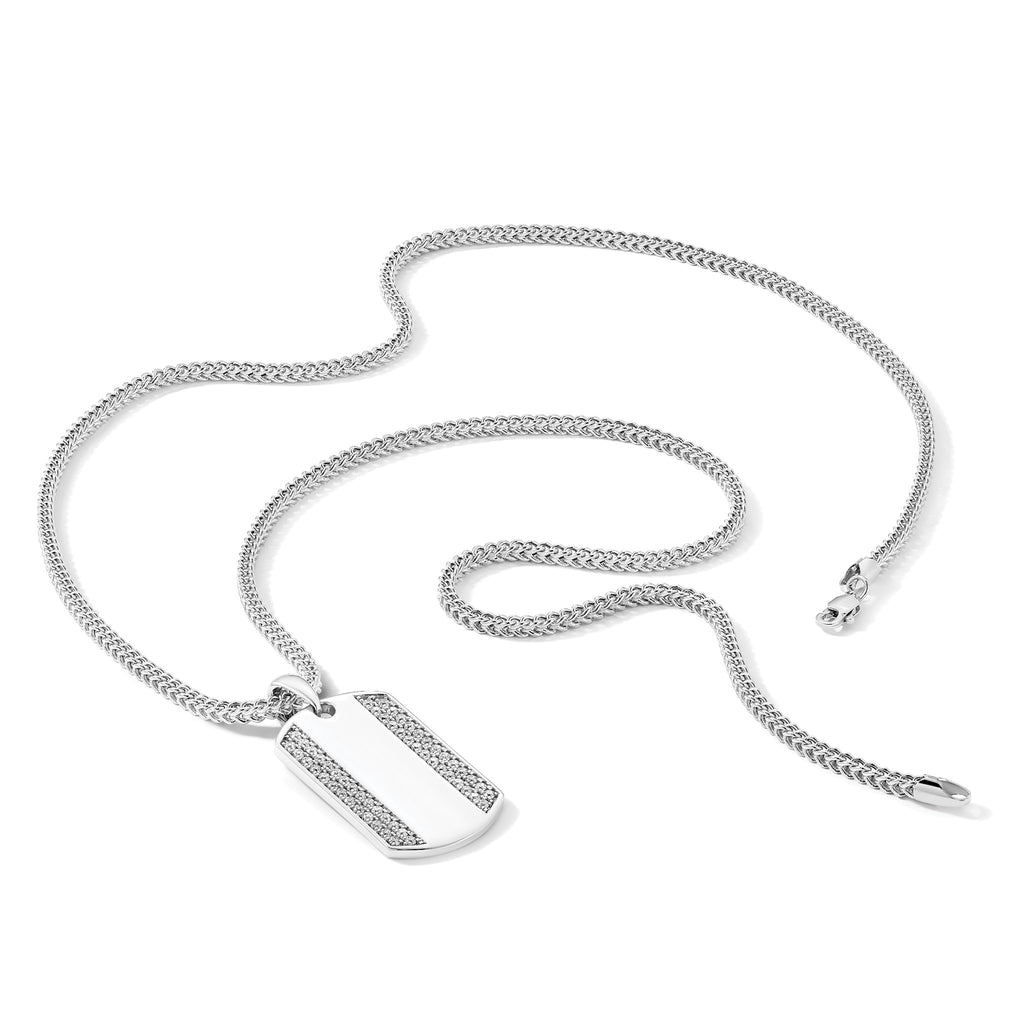 Lab-Grown Diamond Dog Tag Pendant in 14K White Gold, 19mm (3/4 ct. tw.) - Sophia Jewelers