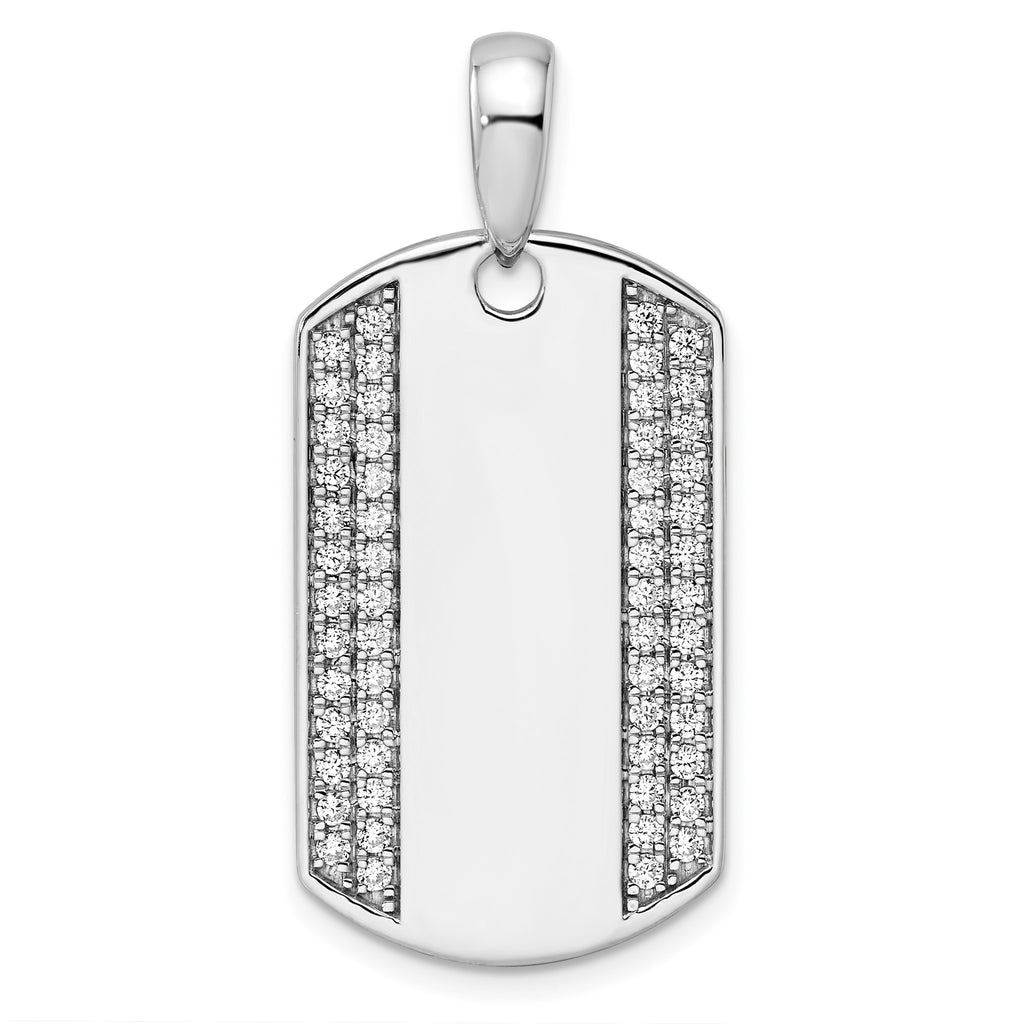 Lab-Grown Diamond Dog Tag Pendant in 14K White Gold, 19mm (3/4 ct. tw.) - Sophia Jewelers