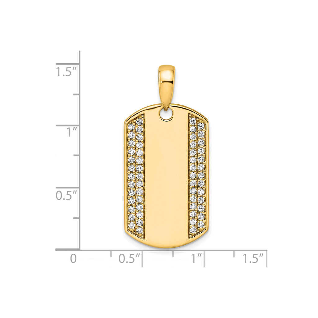 Lab-Grown Diamond Dog Tag Pendant in 14K Yellow Gold, 19mm (3/4 ct. tw.) - Sophia Jewelers