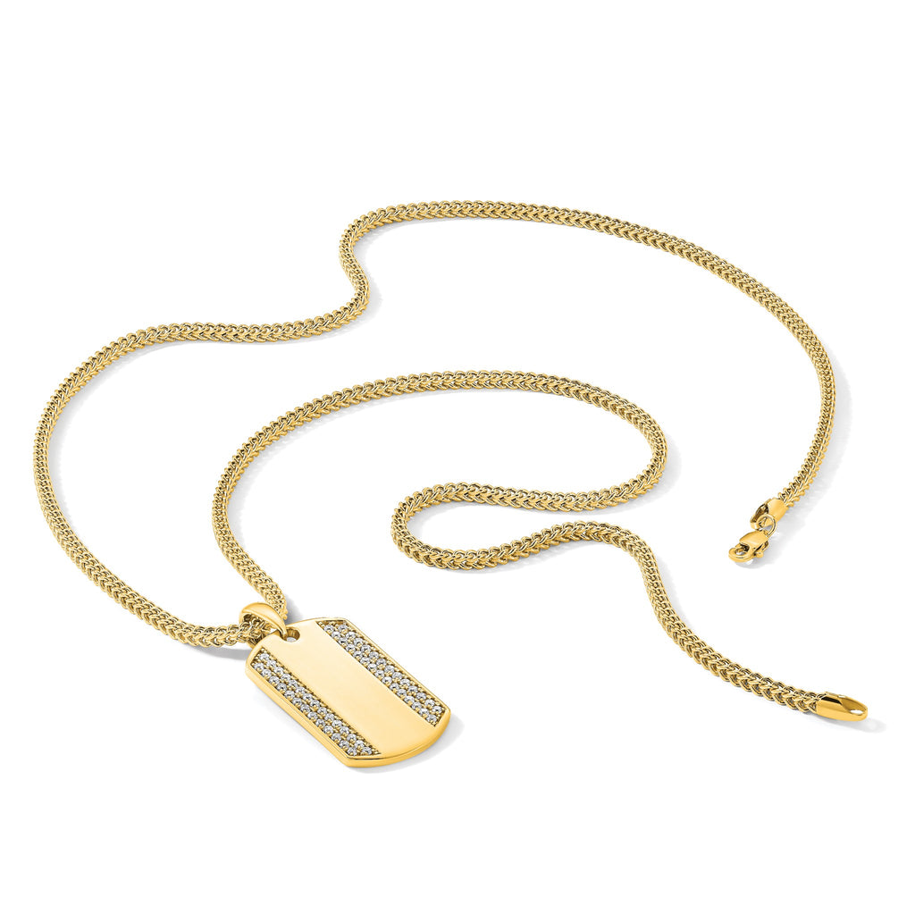 Lab-Grown Diamond Dog Tag Pendant in 14K Yellow Gold, 19mm (3/4 ct. tw.) - Sophia Jewelers