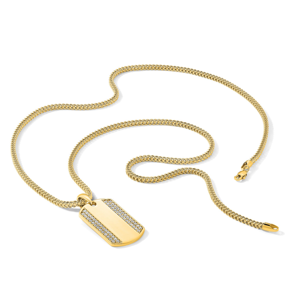 Lab-Grown Diamond Dog Tag Pendant in 14K Yellow Gold, 19mm (3/4 ct. tw.) - Sophia Jewelers