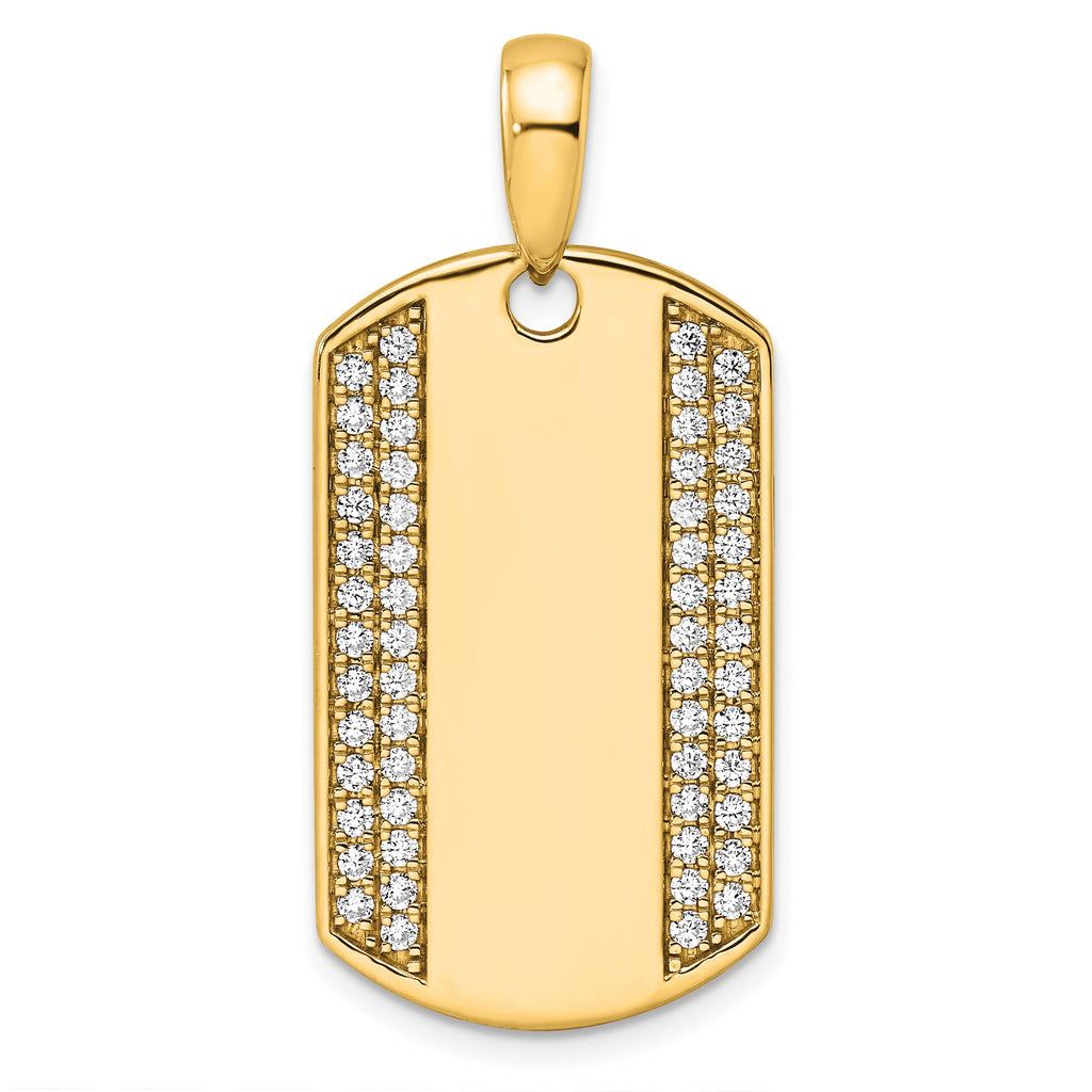 Lab-Grown Diamond Dog Tag Pendant in 14K Yellow Gold, 19mm (3/4 ct. tw.) - Sophia Jewelers