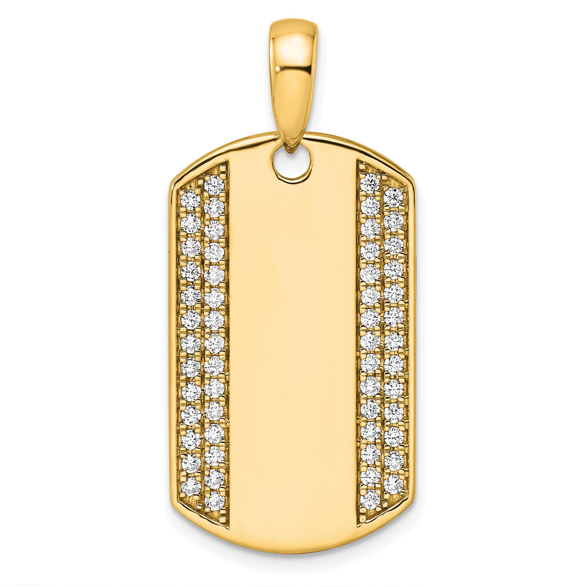 Lab-Grown Diamond Dog Tag Pendant in 14K Yellow Gold, 19mm (3/4 ct. tw.) - Sophia Jewelers