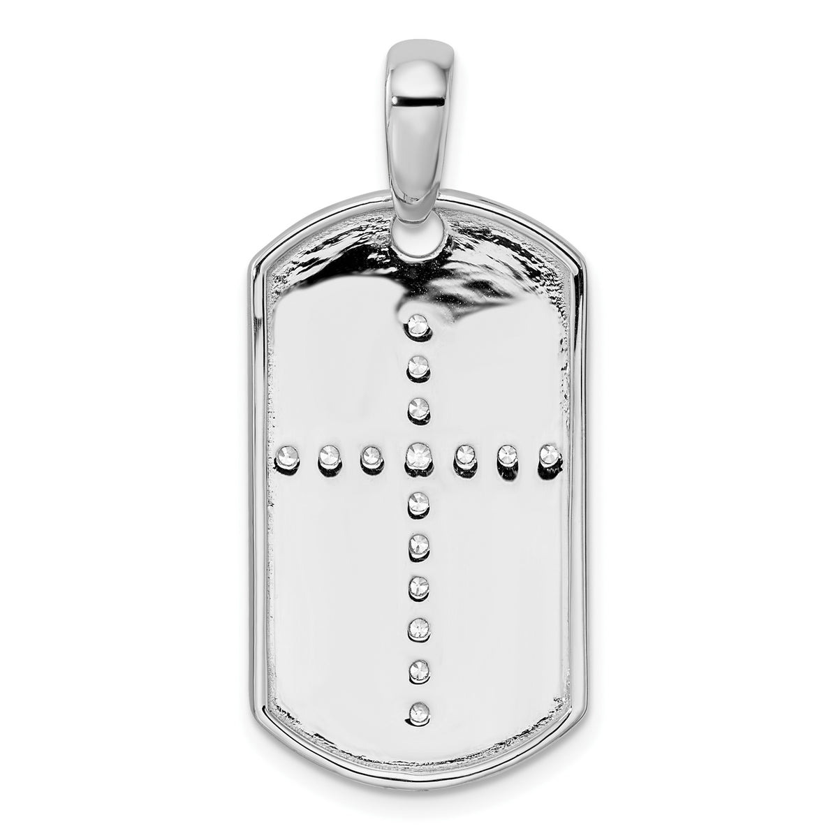 Lab-Grown Diamond Cross Dog Tag Pendant in 14K White Gold, 20mm (1/2 ct. tw.) - Sophia Jewelers