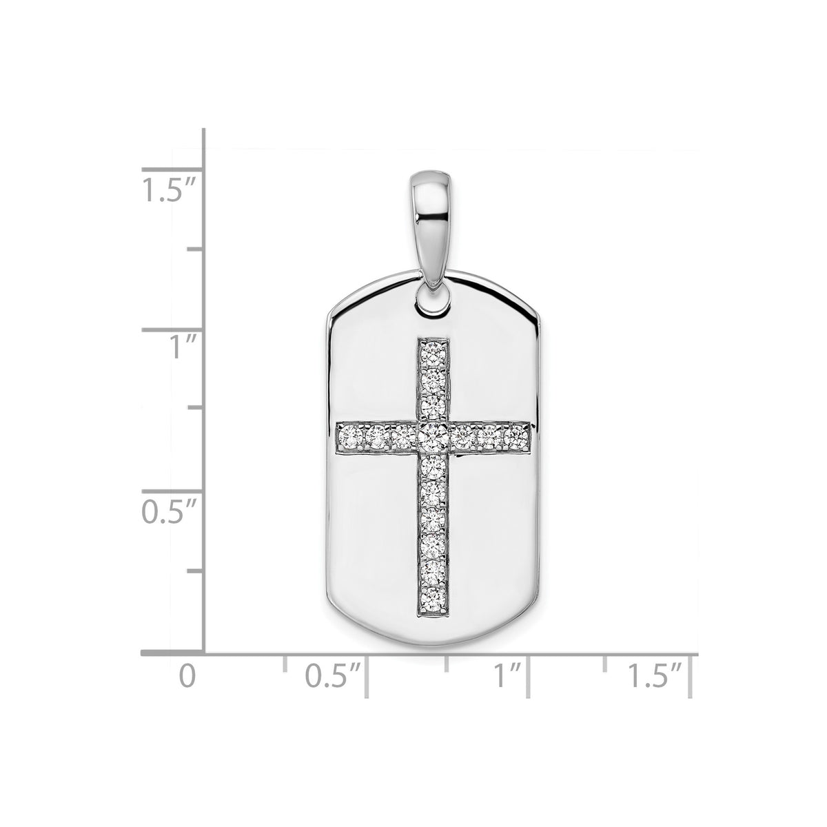Lab-Grown Diamond Cross Dog Tag Pendant in 14K White Gold, 20mm (1/2 ct. tw.) - Sophia Jewelers