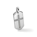 Lab-Grown Diamond Cross Dog Tag Pendant in 14K White Gold, 20mm (1/2 ct. tw.) - Sophia Jewelers
