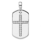 Lab-Grown Diamond Cross Dog Tag Pendant in 14K White Gold, 20mm (1/2 ct. tw.) - Sophia Jewelers