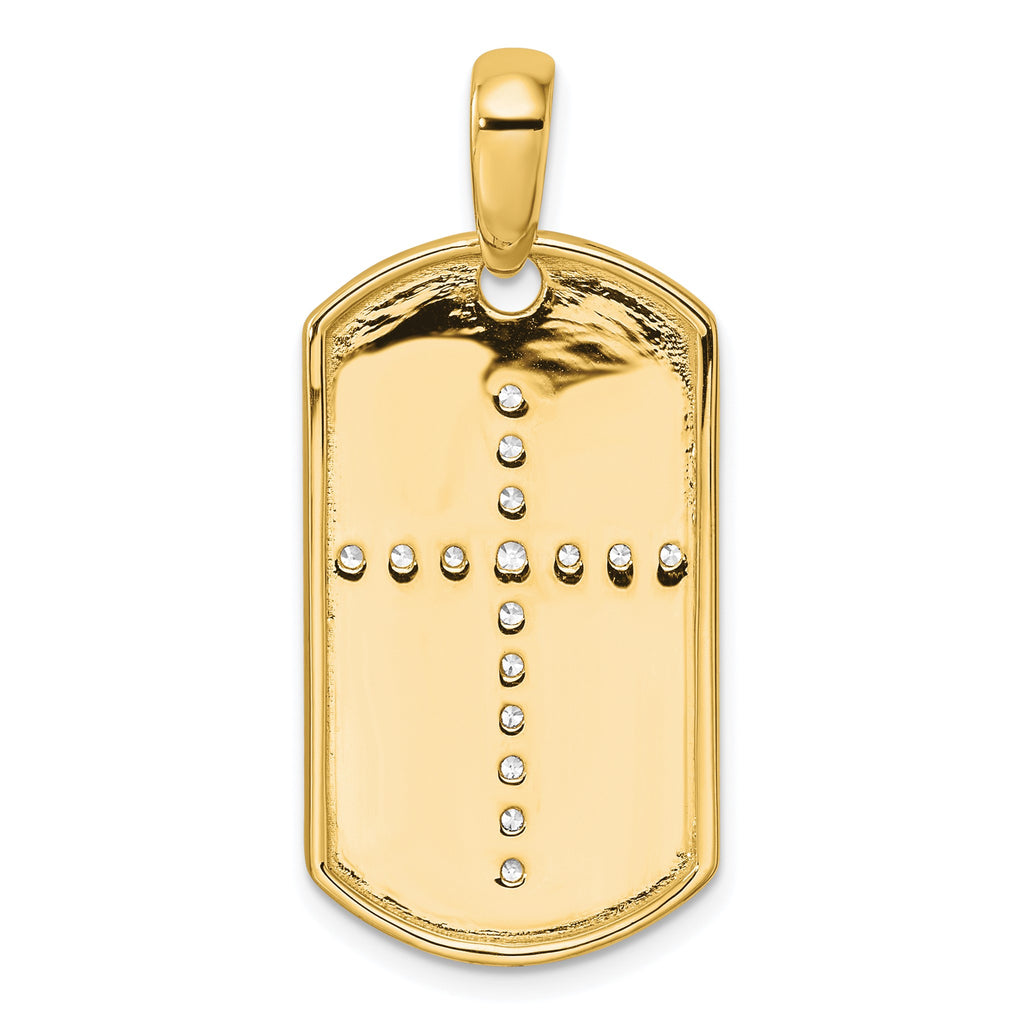 Lab-Grown Diamond Cross Dog Tag Pendant in 14K Yellow Gold, 20mm (1/2 ct. tw.) - Sophia Jewelers