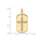 Lab-Grown Diamond Cross Dog Tag Pendant in 14K Yellow Gold, 20mm (1/2 ct. tw.) - Sophia Jewelers