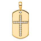 Lab-Grown Diamond Cross Dog Tag Pendant in 14K Yellow Gold, 20mm (1/2 ct. tw.) - Sophia Jewelers
