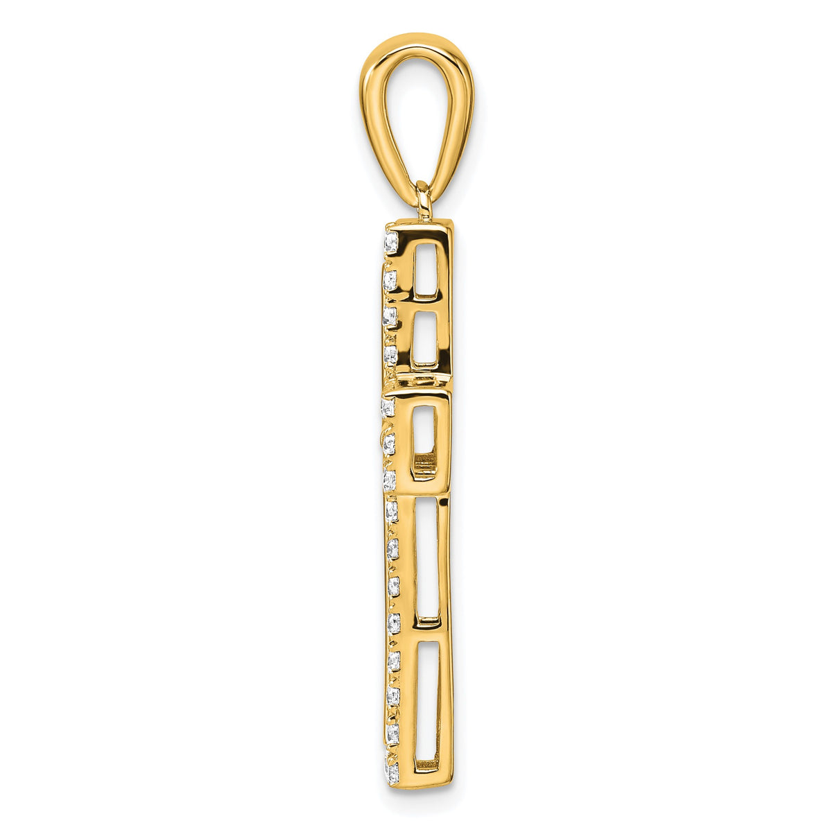 Lab-Grown Diamond Cross Pendant in 14K Yellow Gold, 20mm (1 ct. tw.) - Sophia Jewelers