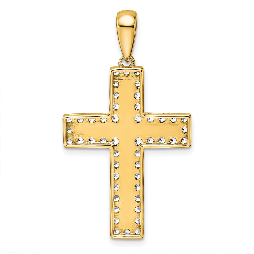 Lab-Grown Diamond Cross Pendant in 14K Yellow Gold, 20mm (1 ct. tw.) - Sophia Jewelers