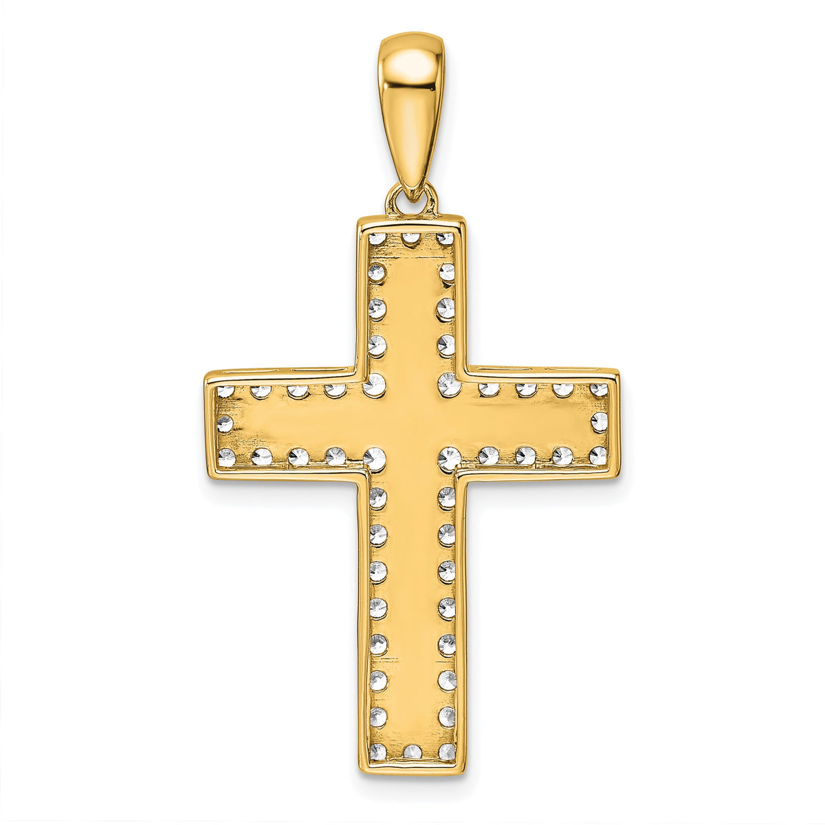 Lab-Grown Diamond Cross Pendant in 14K Yellow Gold, 20mm (1 ct. tw.) - Sophia Jewelers