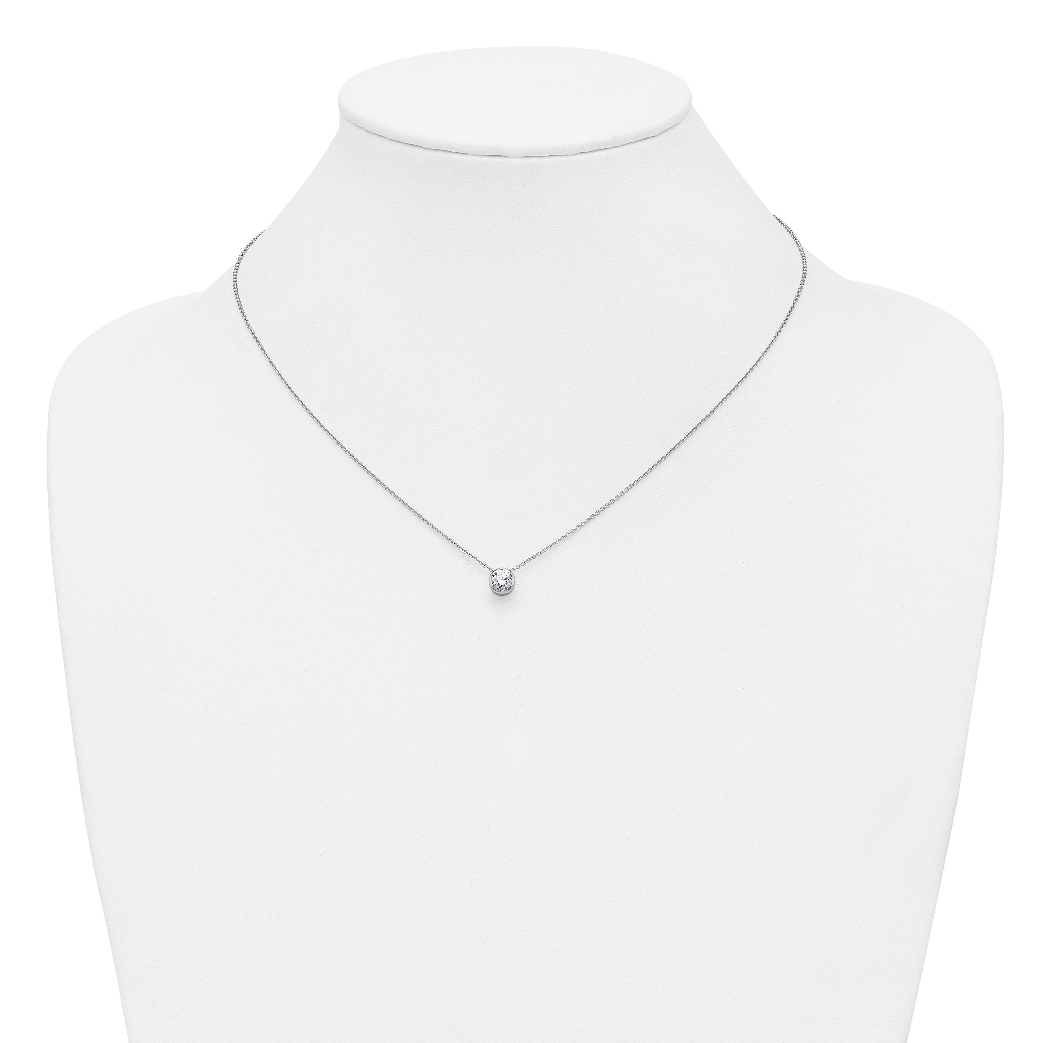 14k White Gold 1/2 carat Lab Grown Diamond VS/SI+ G+ Round Complete 18 inch Solitaire Slide Necklace