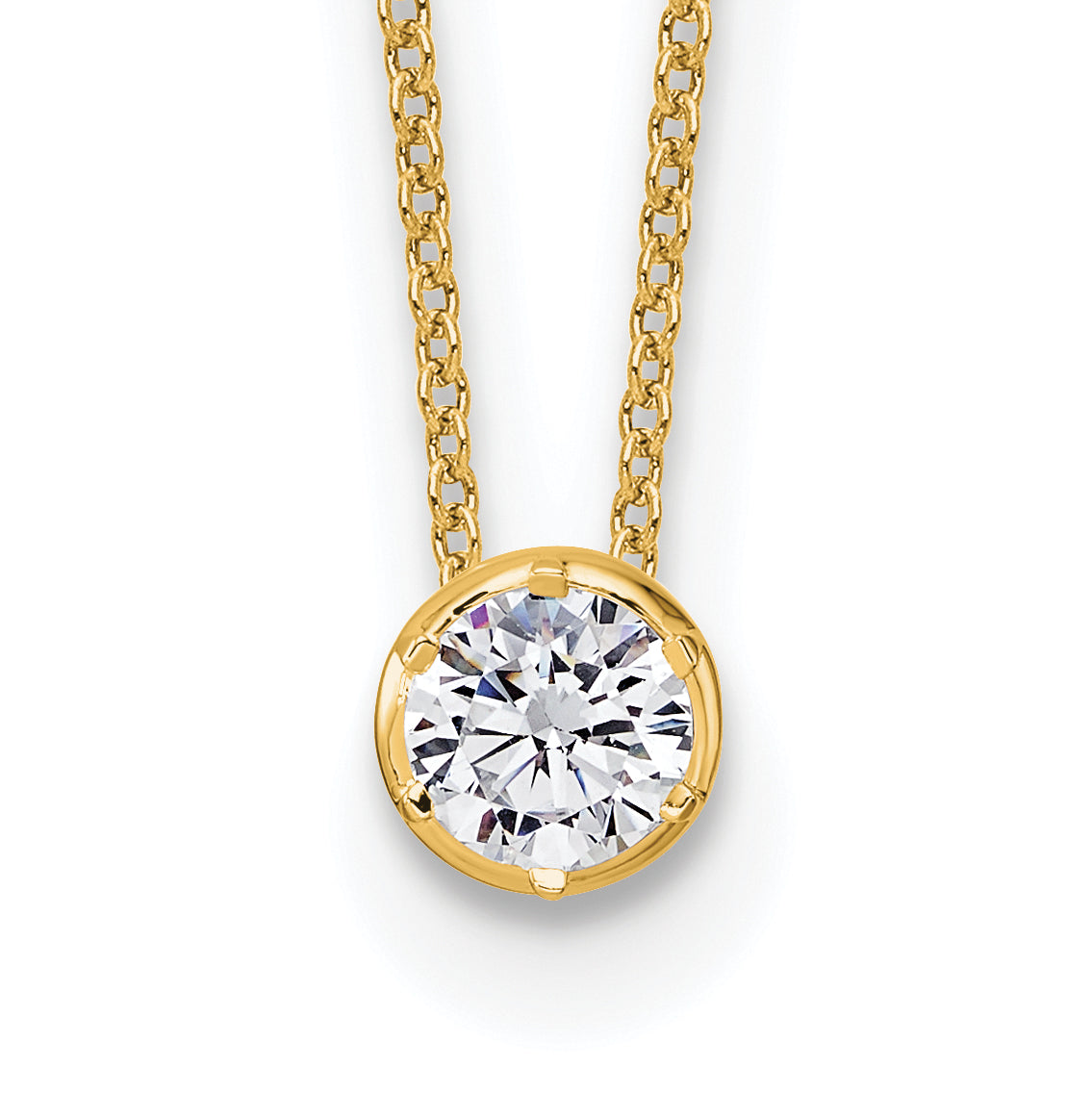 14k 1/2 carat Lab Grown Diamond VS/SI+ G+ Round Complete 18 inch Solitaire Slide Necklace