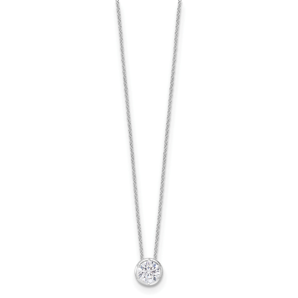 Round Lab-Grown Diamond Solitaire Necklace in 14K White Gold (1 ct. tw.), 18 Inch - Sophia Jewelers