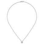 14k White Gold 1 carat Lab Grown Diamond VS/SI+ G+ Round Complete 18 inch Solitaire Slide Necklace
