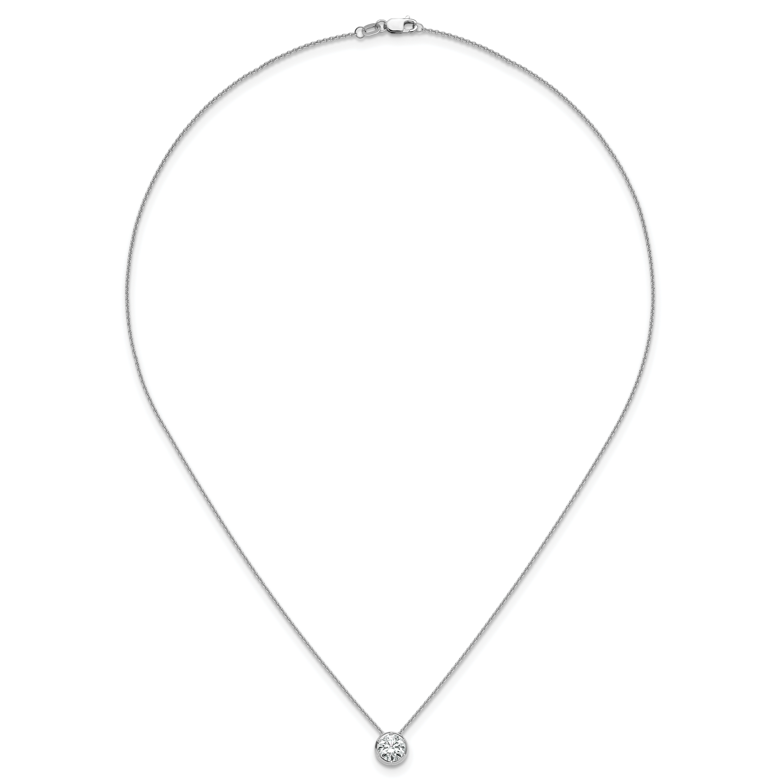 14k White Gold 1 carat Lab Grown Diamond VS/SI+ G+ Round Complete 18 inch Solitaire Slide Necklace