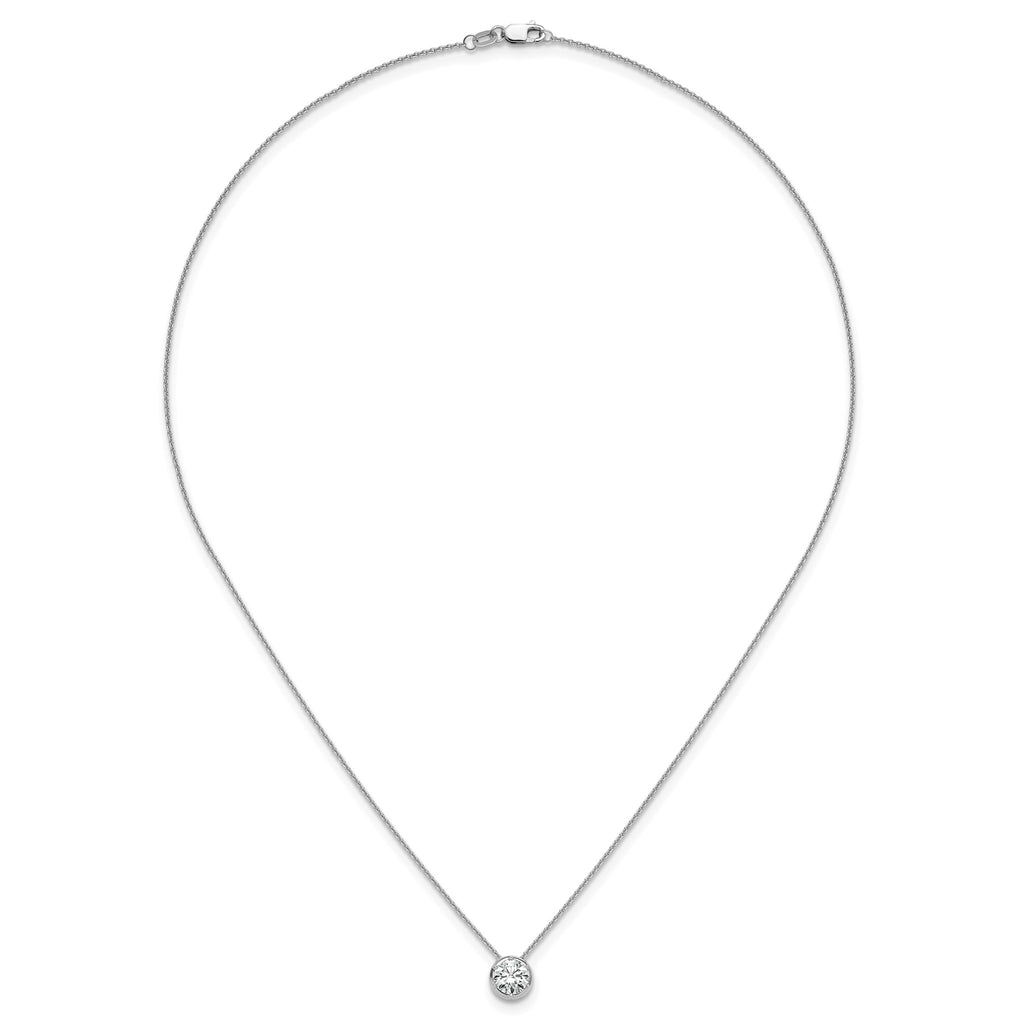 Round Lab-Grown Diamond Solitaire Necklace in 14K White Gold (1 ct. tw.), 18 Inch - Sophia Jewelers