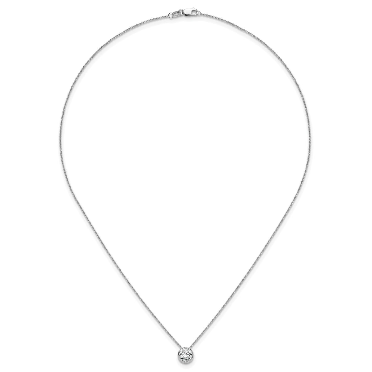 Round Lab-Grown Diamond Solitaire Necklace in 14K White Gold (1 ct. tw.), 18 Inch - Sophia Jewelers