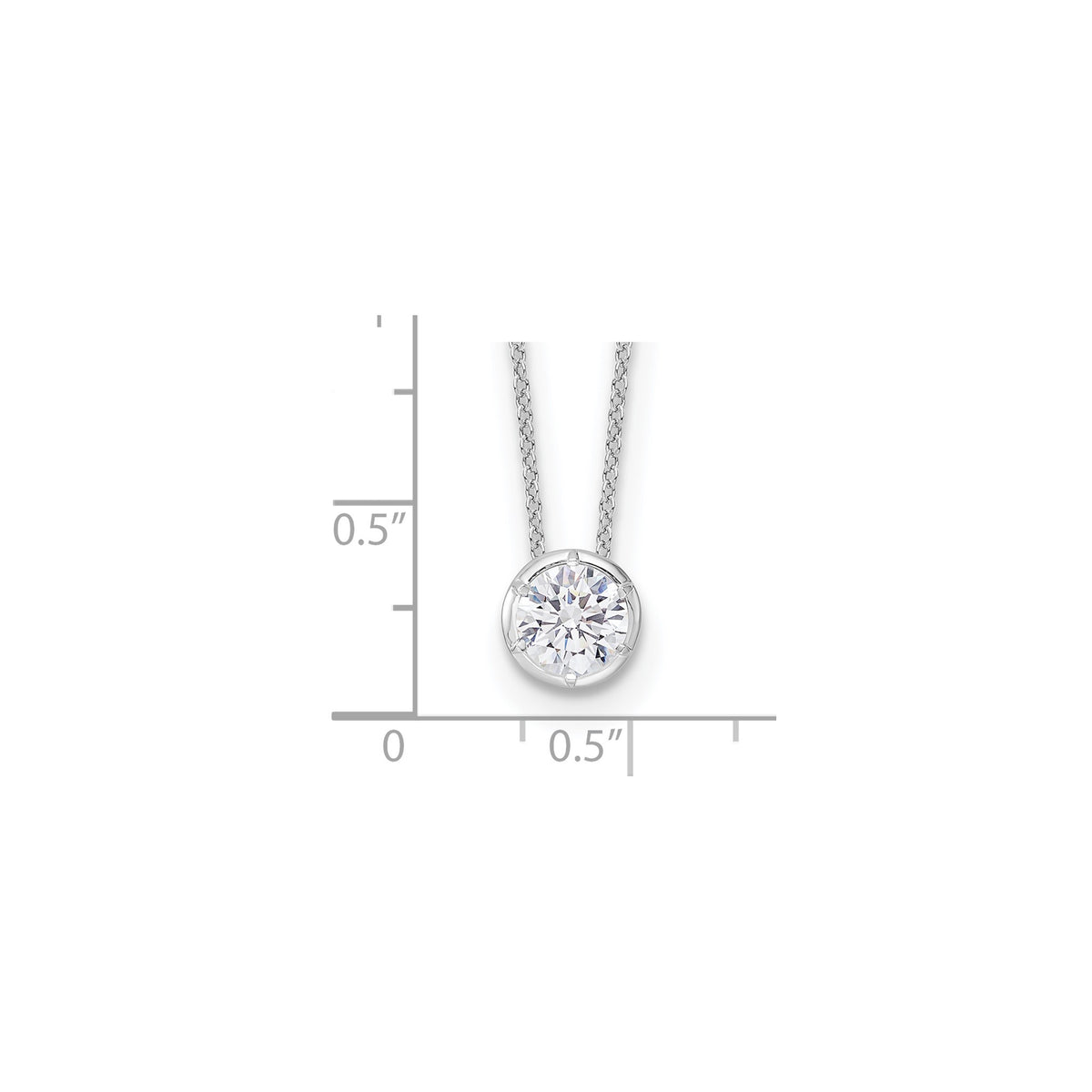 Round Lab-Grown Diamond Solitaire Necklace in 14K White Gold (1 ct. tw.), 18 Inch - Sophia Jewelers