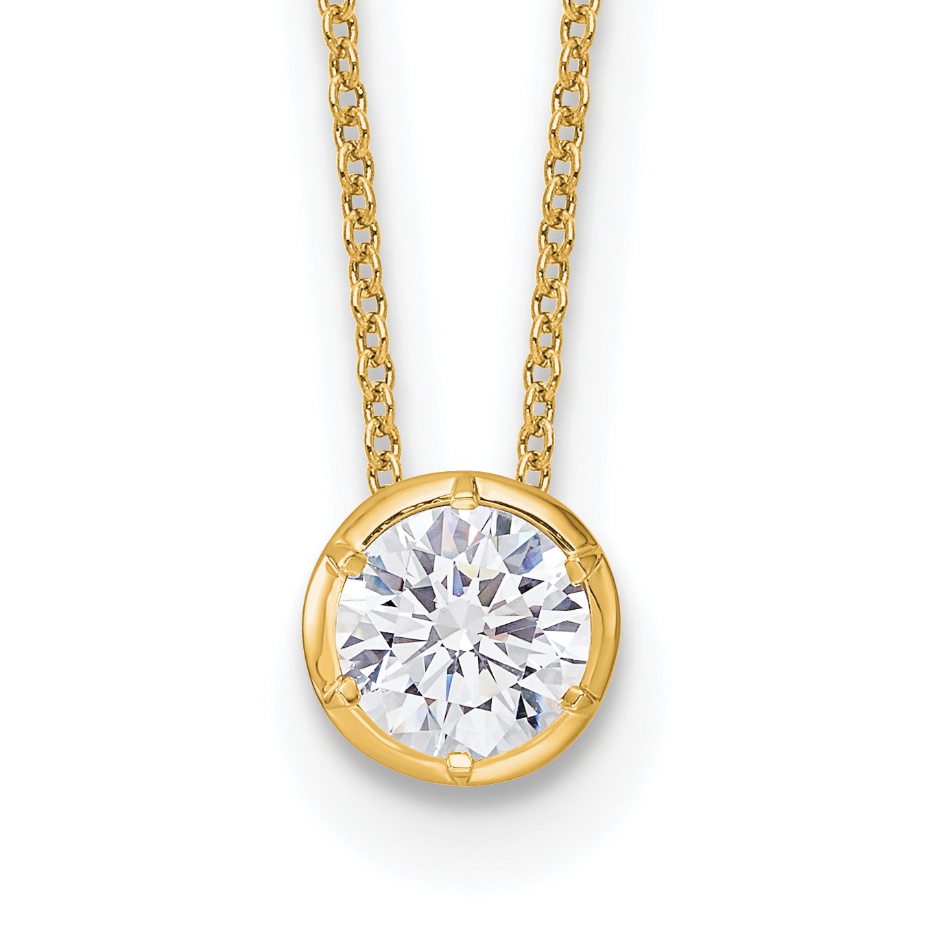 14k 1 carat Lab Grown Diamond VS/SI+ G+ Round Complete 18 inch Solitaire Slide Necklace