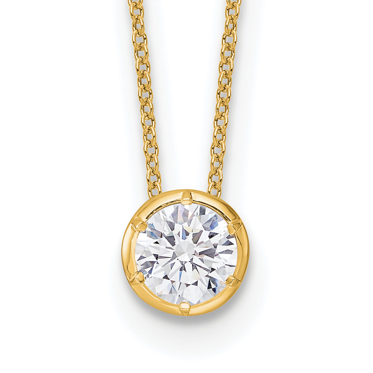 14k 1 carat Lab Grown Diamond VS/SI+ G+ Round Complete 18 inch Solitaire Slide Necklace