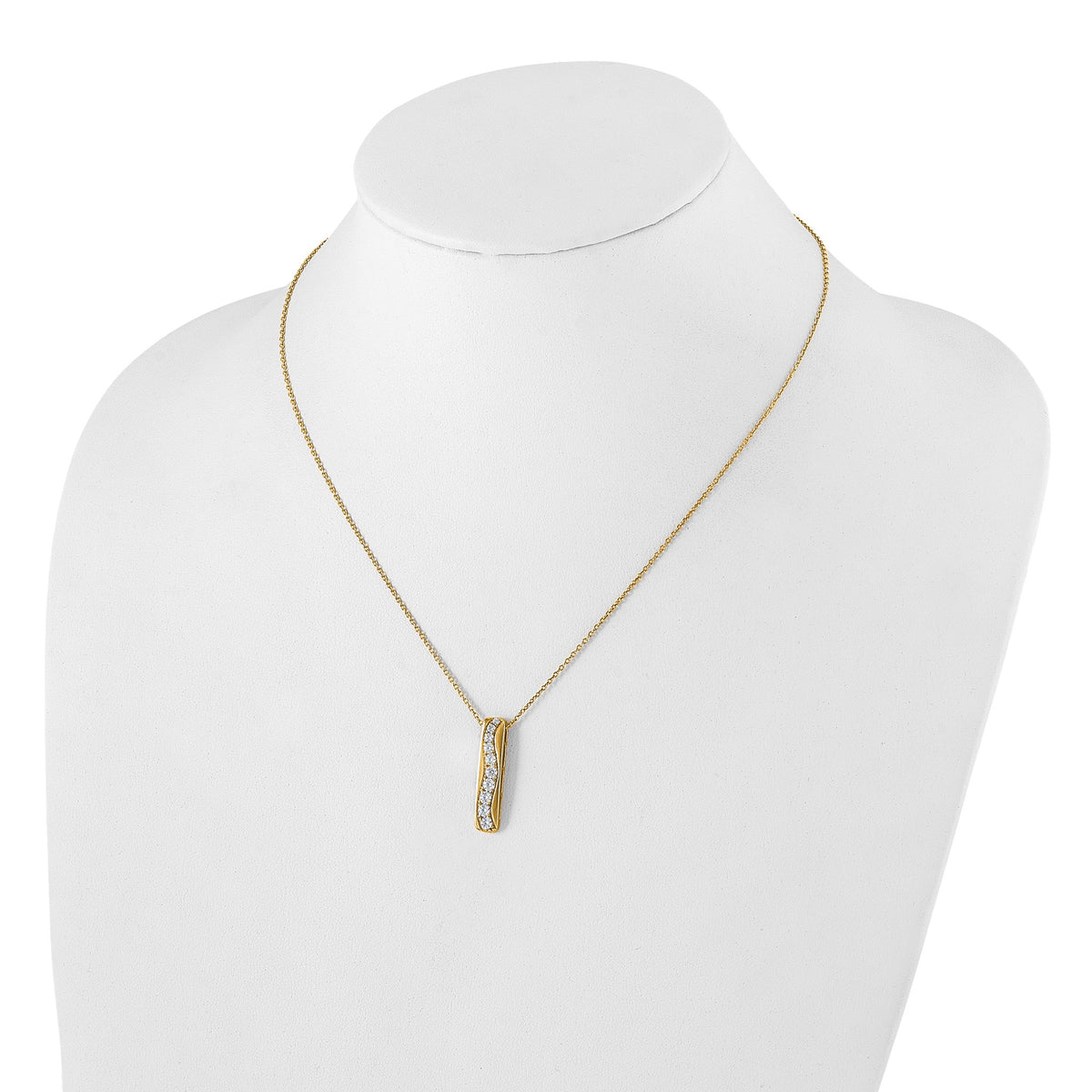 Lab-Grown Diamond Bar Slide Necklace in 14K Yellow Gold (3/4 ct. tw.), 18 Inch - Sophia Jewelers