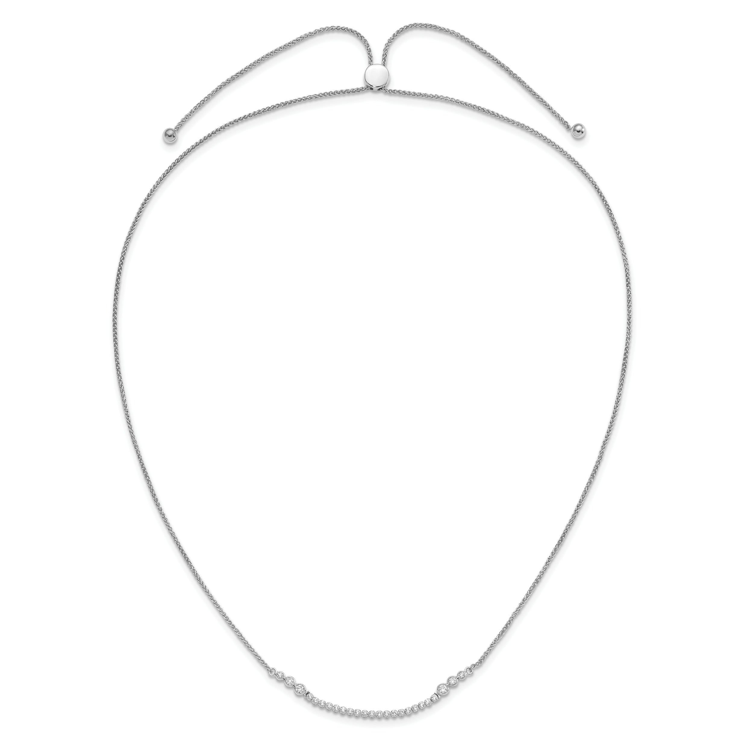 14k White Gold 5/8 carat Lab Grown Diamond VS/SI+ G+ Adjustable up to 24 inch Tennis Style Bolo Necklace