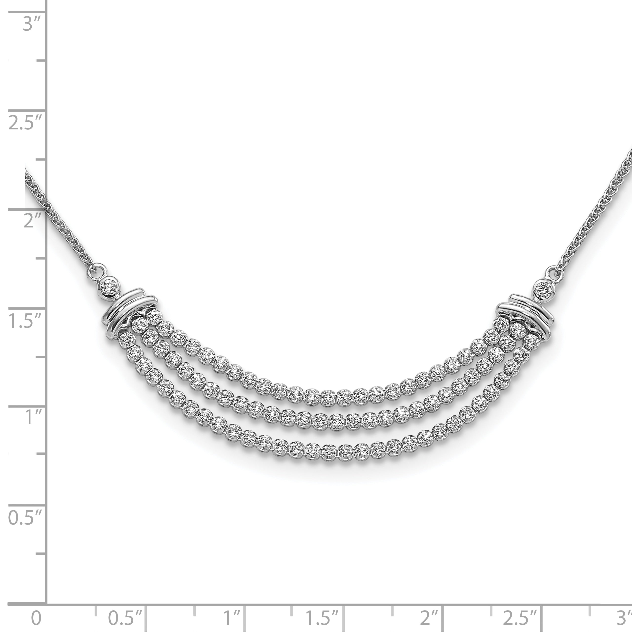 14k White Gold 2 1/6 carat Lab Grown Diamond VS/SI+ G+ Adjustable up to 24 inch Triple Row Tennis Style Bolo Necklace