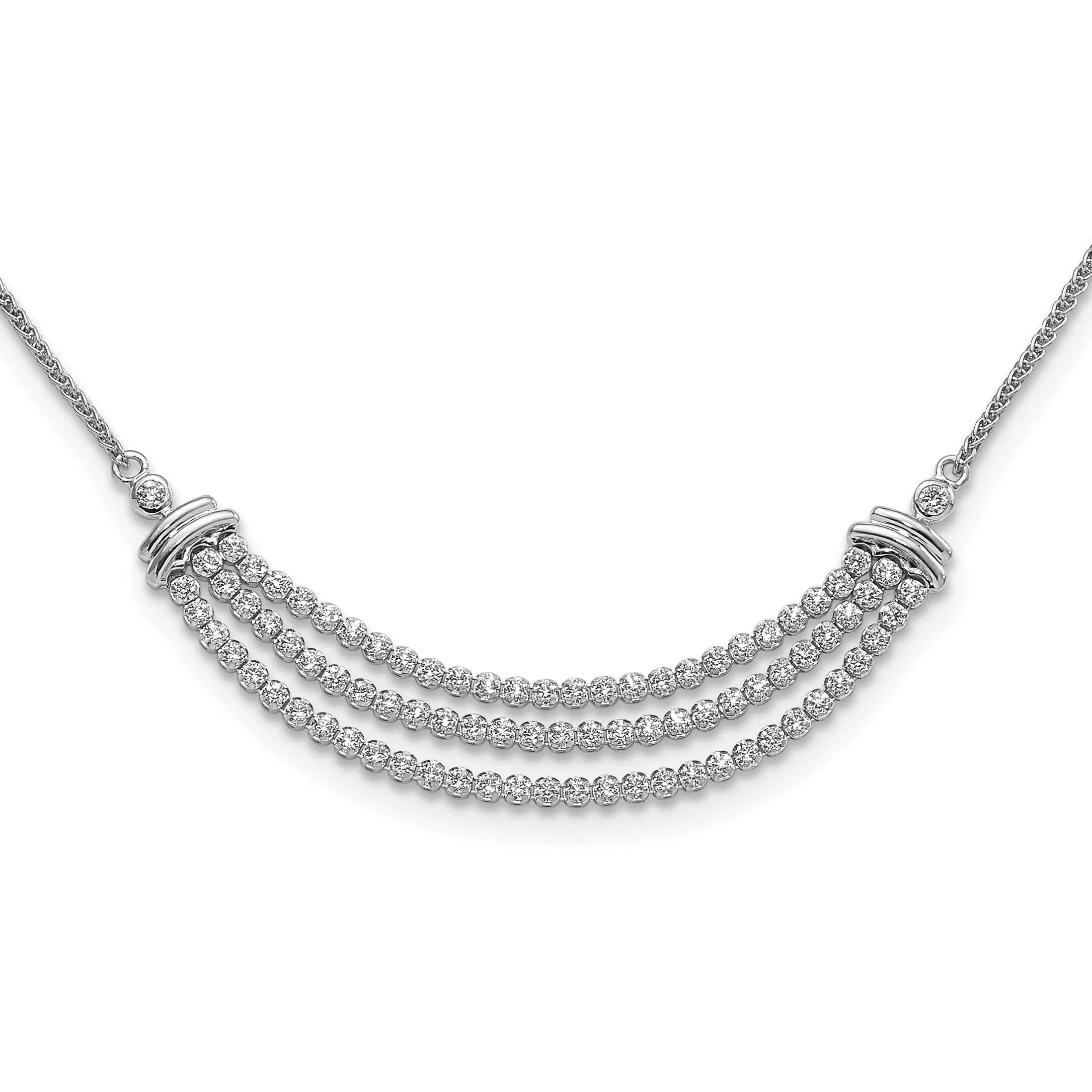 14k White Gold 2 1/6 carat Lab Grown Diamond VS/SI+ G+ Adjustable up to 24 inch Triple Row Tennis Style Bolo Necklace Main image