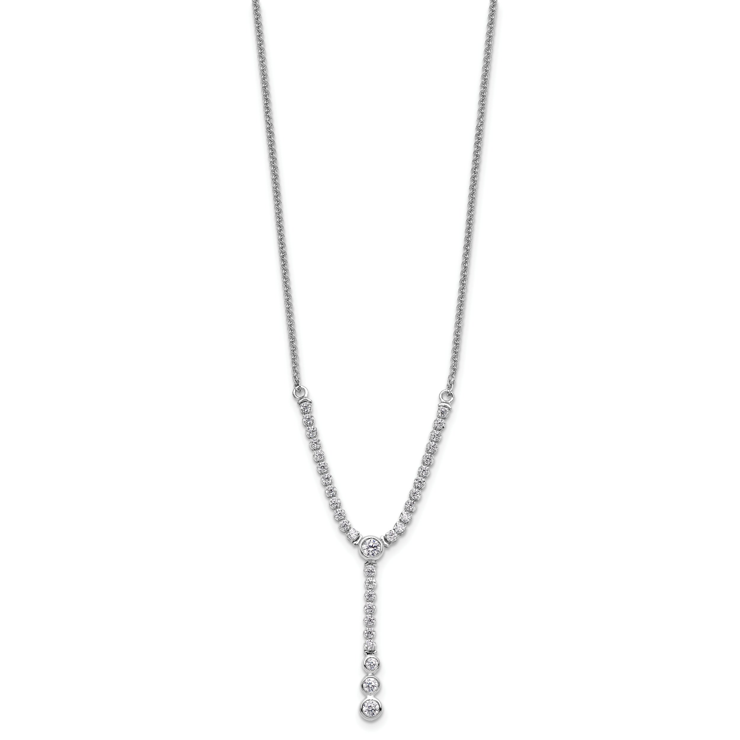 14k White Gold 1 carat Lab Grown Diamond VS/SI+ G+ Adjustable up to 24 inch Tennis Style Bolo Necklace Secondary image