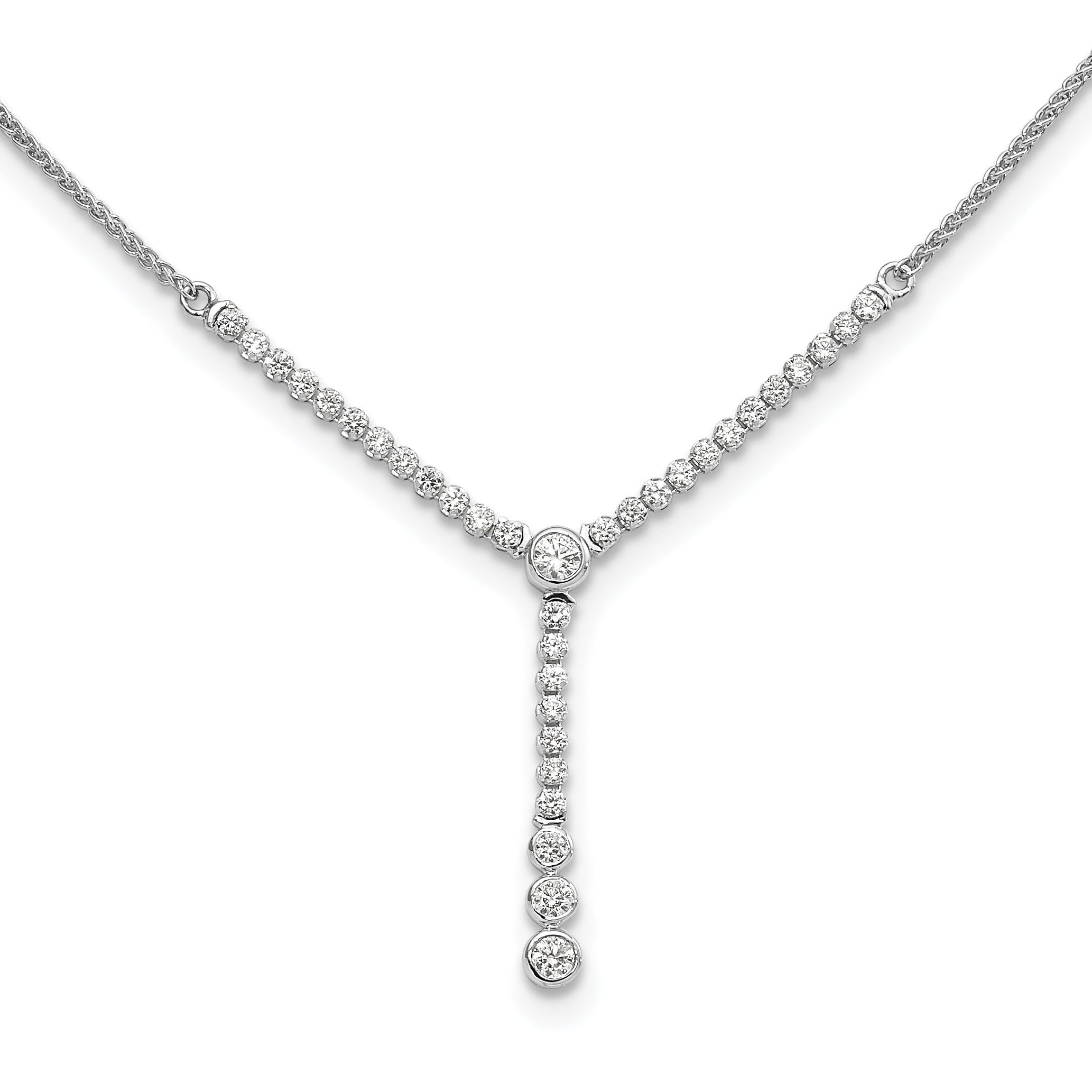 14k White Gold 1 carat Lab Grown Diamond VS/SI+ G+ Adjustable up to 24 inch Tennis Style Bolo Necklace Main image