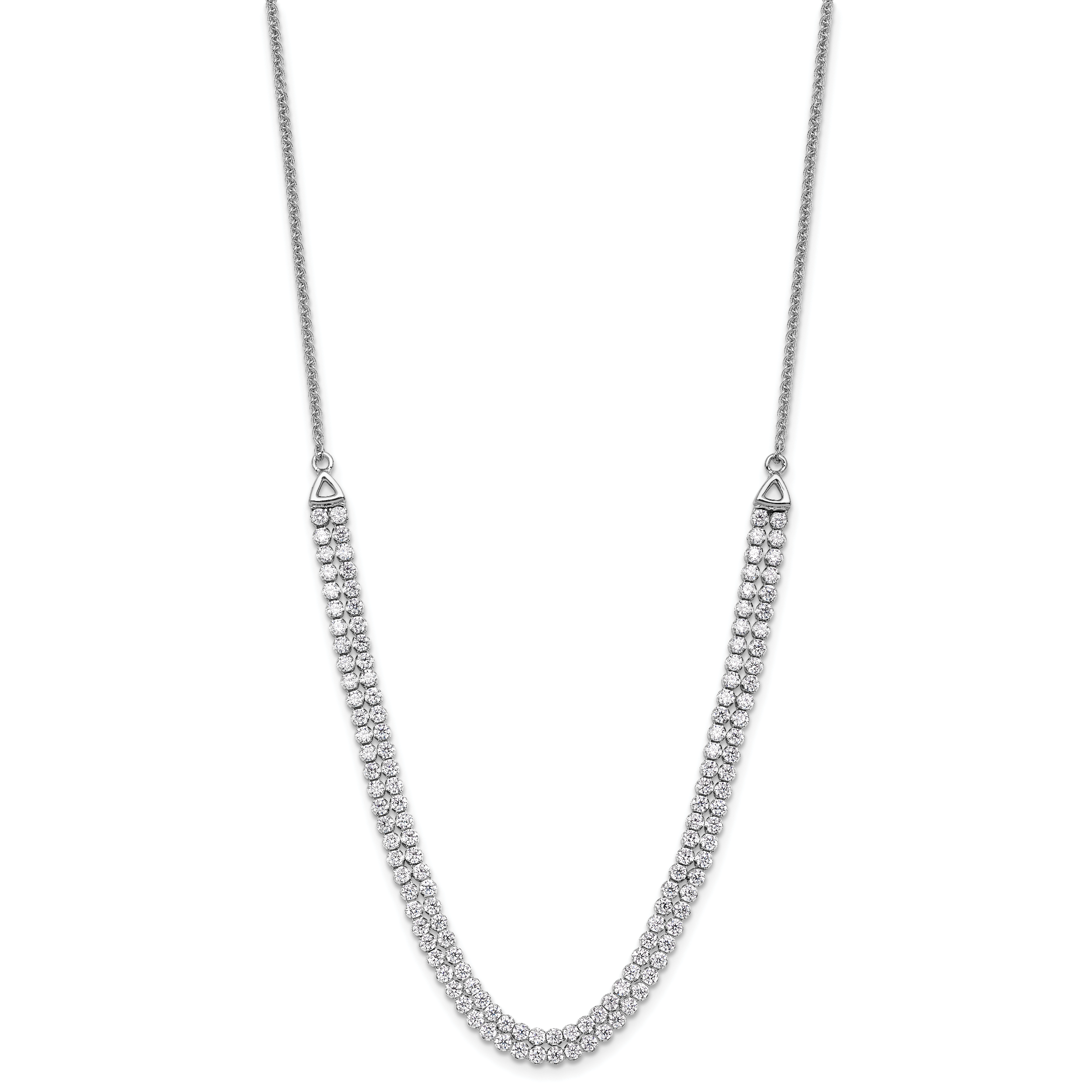 14k White Gold 3 1/3 carat Lab Grown Diamond VS/SI+ G+ Adjustable 13.5 to 24 inch Double Row Tennis Bolo Necklace