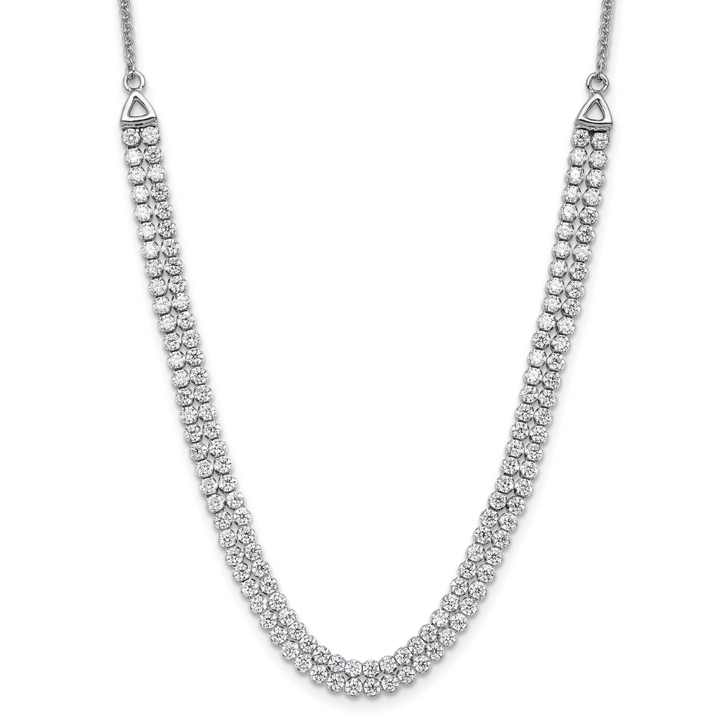 14k White Gold 3 1/3 carat Lab Grown Diamond VS/SI+ G+ Adjustable 13.5 to 24 inch Double Row Tennis Bolo Necklace