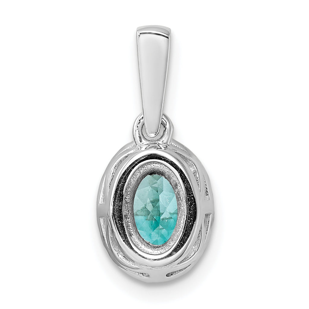 Pure Serenity 14k White Gold 1/10 carat Lab Grown Diamond VS/SI+ G+ and Lab Created Paraiba Teardrop Pendant