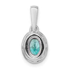 Pure Serenity 14k White Gold 1/10 carat Lab Grown Diamond VS/SI+ G+ and Lab Created Paraiba Teardrop Pendant