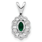 14k White Gold 1/10 carat Lab Grown Diamond VS/SI+ G+ and Lab Created Emerald Pendant