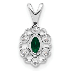 14k White Gold 1/10 carat Lab Grown Diamond VS/SI+ G+ and Lab Created Emerald Pendant