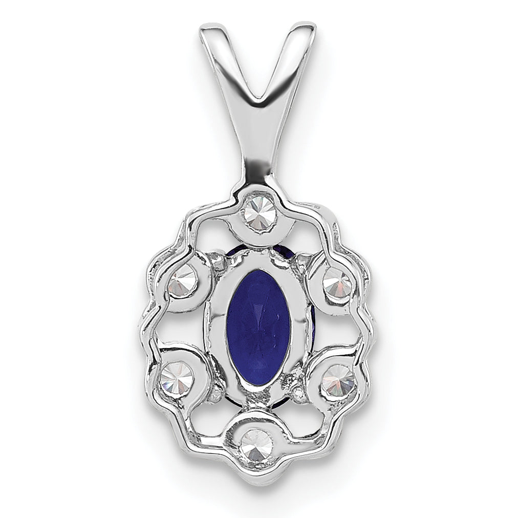 14k White Gold 1/10 carat Lab Grown Diamond VS/SI+ G+ and Lab Created Blue Sapphire Pendant