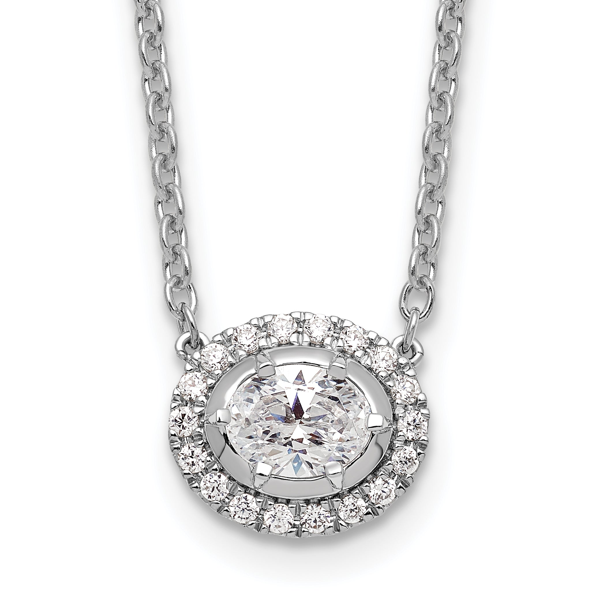 14k White Gold 5/8 carat Lab Grown Diamond VS/SI+ G+ Oval 18 inch Necklace Main image