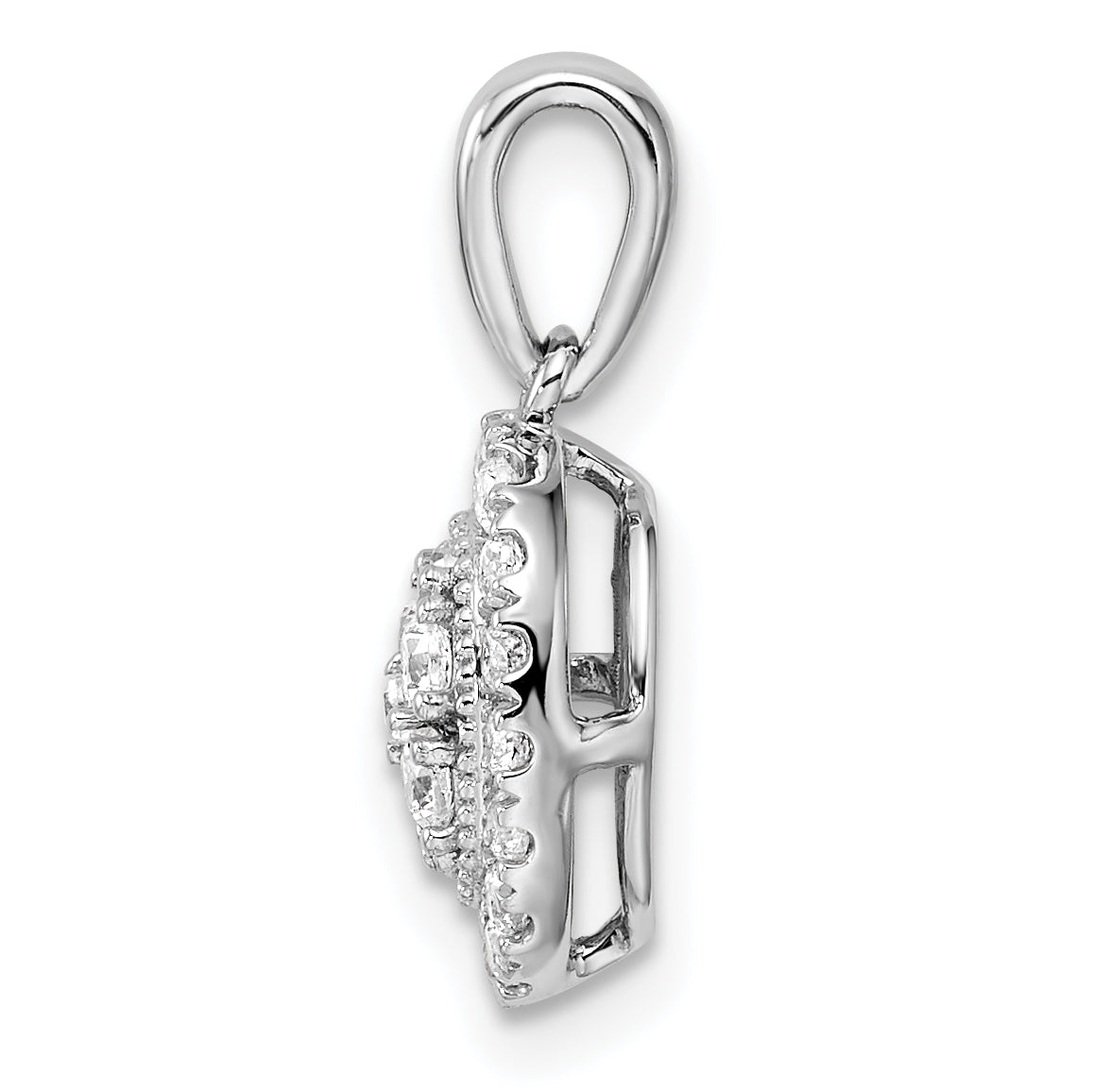 14k White Gold 3/8 carat Lab Grown Diamond VS/SI Oval Halo Pendant Secondary image
