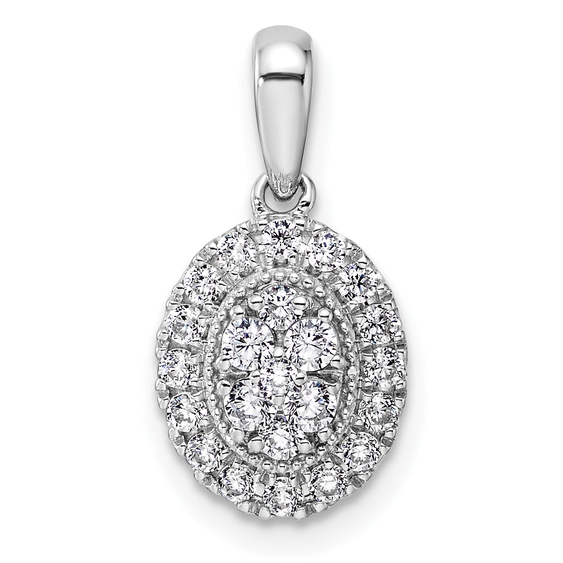 14k White Gold 3/8 carat Lab Grown Diamond VS/SI Oval Halo Pendant Main image