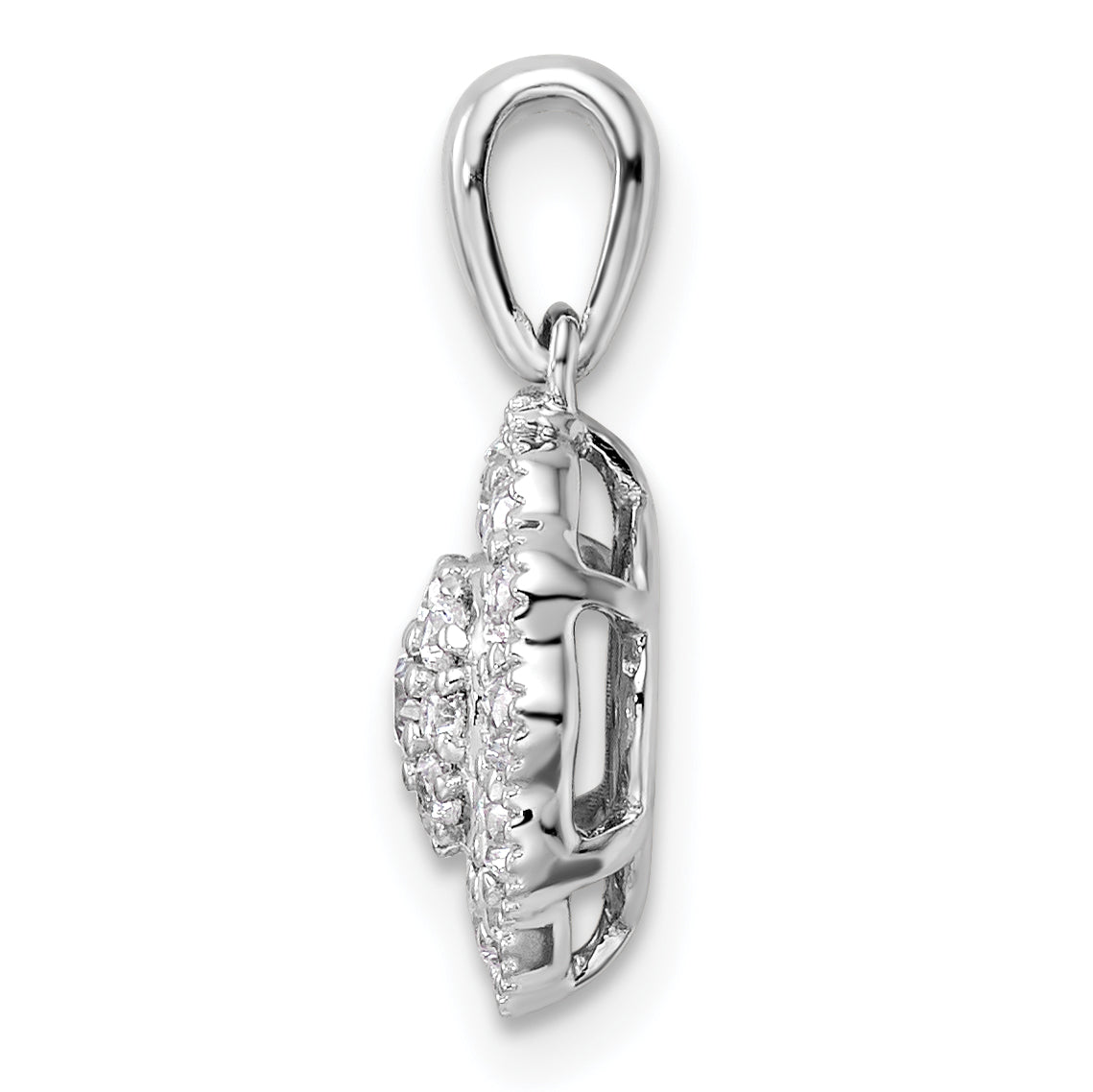 14k White Gold 1/2 carat Lab Grown Diamond VS/SI+ G+ Square Halo Pendant Secondary image