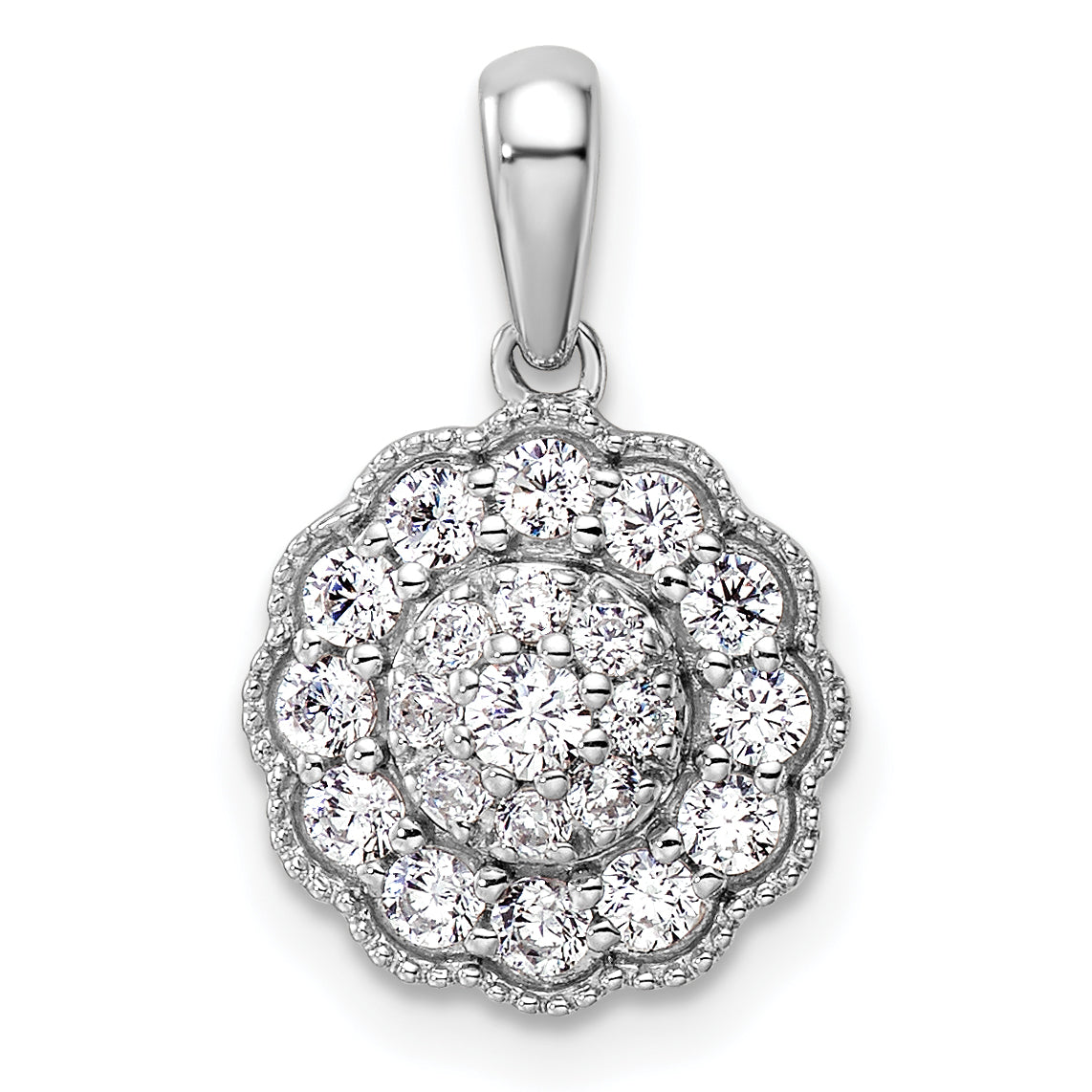 14k White Gold 1/2 carat Lab Grown Diamond VS/SI+ G+ Square Halo Pendant Main image