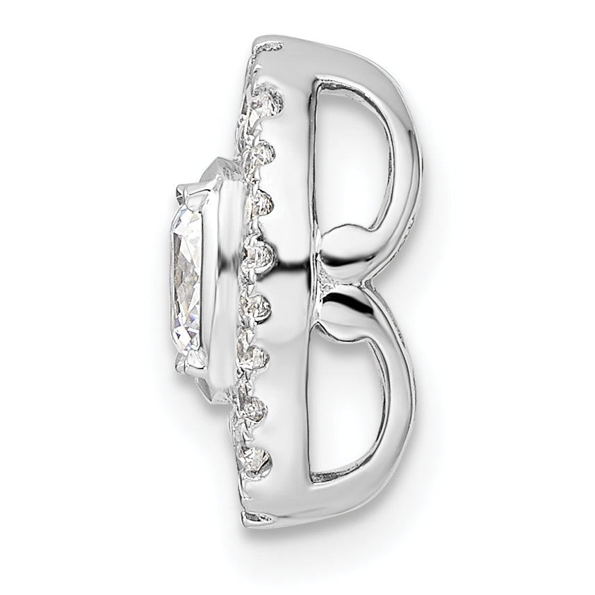 14K White Gold Lab Grown VS/SI+ G+ Dia Halo Chain Slide